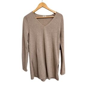 Quiet Luxury Barrow & Grove 100% Cashmere‎ V Neck Tunic Sweater Taupe Small